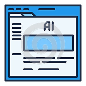 Browser with AI APP vector Artificial Intelligence Technology colored icon or symbol