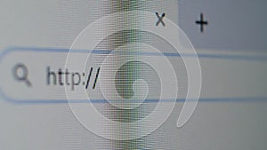 Browser bar with WWW text and cursor of the computer screen. Super macro pixels