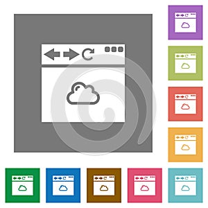 Browser cloud square flat icons