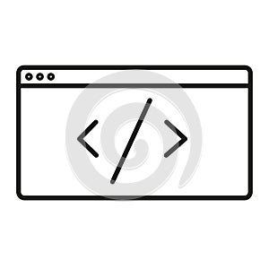 Browser code icon. Web development vector. Coding tag graphic. Website programming illustration.