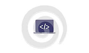 Browser Computer laptop app program code development icon, coding screen. IT technology, website button,, software
