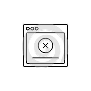 browser delete webpage icon. Element of internet browser for mobile concept and web apps icon. Thin line icon for website design