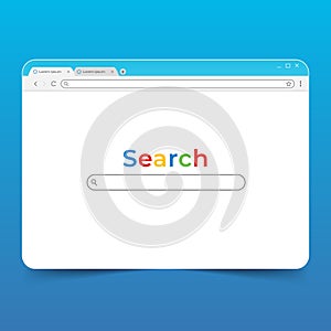 Browser element with search engine interface bar template vector
