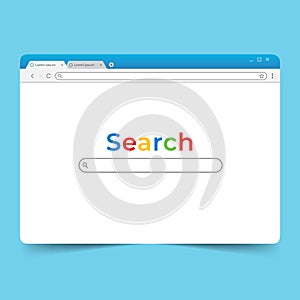 Browser element with search engine interface bar template vector
