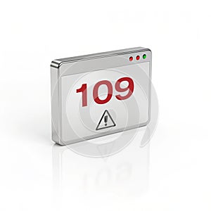 Browser error icon 3D render on white background
