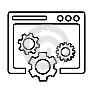 Browser, gear, setting line icon. Outline vector.