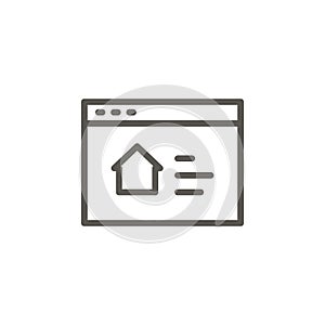 Browser, house, online, search vector icon. Simple element illustration from UI concept. Browser, house, online, search vector