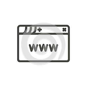 Browser icon vector. Line website window symbol.