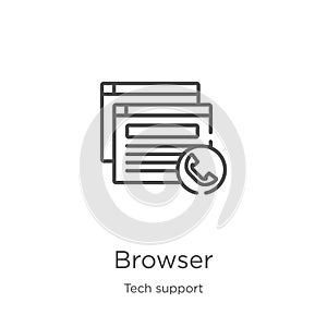 browser icon vector from tech support collection. Thin line browser outline icon vector illustration. Outline, thin line browser