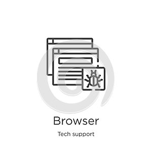 browser icon vector from tech support collection. Thin line browser outline icon vector illustration. Outline, thin line browser