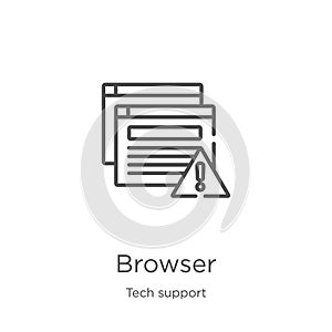 browser icon vector from tech support collection. Thin line browser outline icon vector illustration. Outline, thin line browser