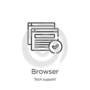 browser icon vector from tech support collection. Thin line browser outline icon vector illustration. Outline, thin line browser