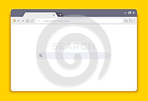 Browser interface. Website window mockup, internet screen frame, browser tab. Vector empty web window design template