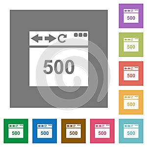 Browser 500 internal server error square flat icons