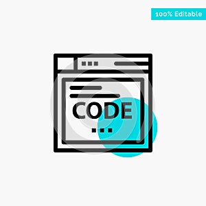 Browser, Internet, Code, Coding turquoise highlight circle point Vector icon