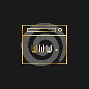 Browser, internet, web gold icon. Vector illustration of golden particle background