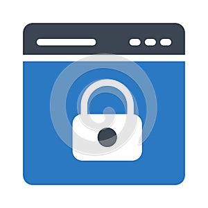 Browser lock vector glyph color icon