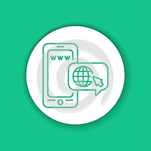 Browser mobile application in smartphone color glyph icon.