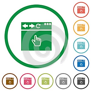 Browser pointer cursor flat icons with outlines