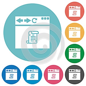 Browser running script flat round icons