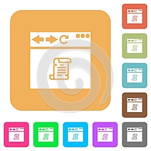 Browser running script rounded square flat icons
