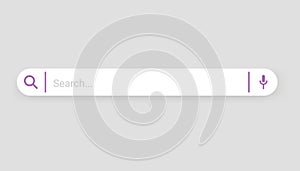 Browser search bar. Web page internet browser button, search box template. Internet search system. Simple element of