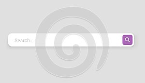Browser search bar. Web page internet browser button, search box template. Internet search system. Simple element of
