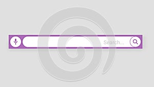 Browser search bar. Web page internet browser button, search box template. Internet search system. Simple element of