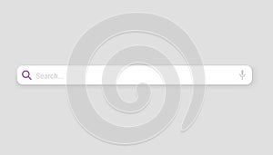 Browser search bar. Web page internet browser button, search box template. Internet search system. Simple element of