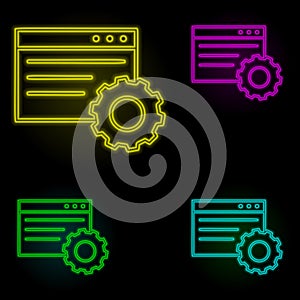 browser setup neon color set icon. Simple thin line, outline vector of automation icons for ui and ux, website or mobile