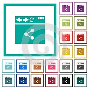 Browser share flat color icons with quadrant frames