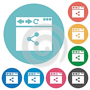 Browser share flat round icons