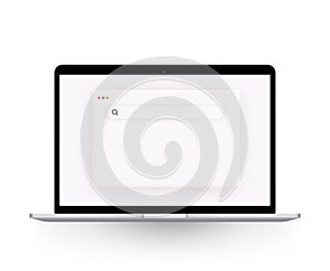 Browser template in light theme for website, laptop and computer. Browser window concept for desktop. Mock up for show