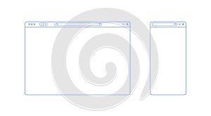 Browser template outline with blank place for website and mobile app. Internet page concept for desktop and smartphone