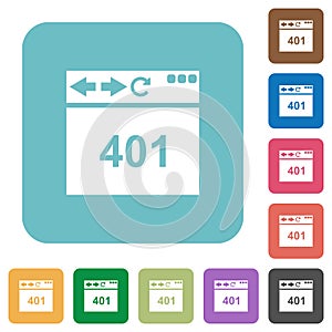 Browser 401 Unauthorized rounded square flat icons