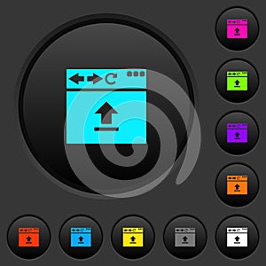 Browser upload dark push buttons with color icons
