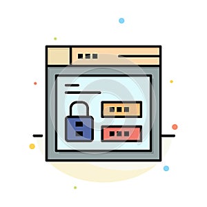 Browser, Web, Lock, Code Abstract Flat Color Icon Template