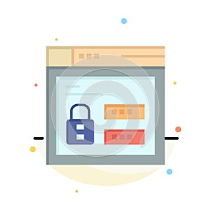 Browser, Web, Lock, Code Abstract Flat Color Icon Template