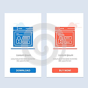 Browser, Web, Lock, Code  Blue and Red Download and Buy Now web Widget Card Template