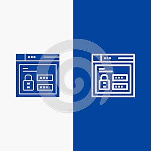 Browser, Web, Lock, Code Line and Glyph Solid icon Blue banner