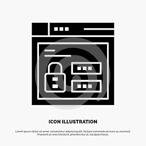 Browser, Web, Lock, Code Solid Black Glyph Icon