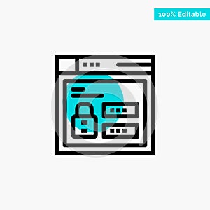 Browser, Web, Lock, Code turquoise highlight circle point Vector icon