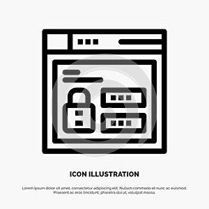 Browser, Web, Lock, Code Vector Line Icon