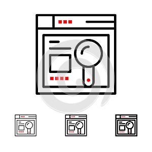 Browser, Web, Search, Education Bold and thin black line icon set
