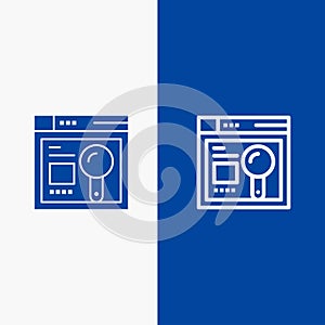 Browser, Web, Search, Education Line and Glyph Solid icon Blue banner