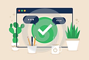 Browser, web site, check mark, approve icon. Simple color with vector elements of internet explorer icons for ui and ux, website