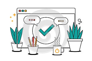 Browser, web site, check mark, approve icon. Simple color with vector elements of internet explorer icons for ui and ux, website