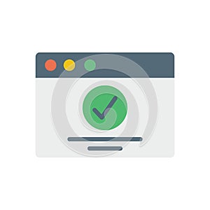 Browser, web site, check mark, approve icon. Simple color vector elements of internet explorer icons for ui and ux, website or