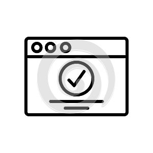 Browser, web site, check mark, approve icon. Simple line, outline vector elements of internet explorer icons for ui and ux,