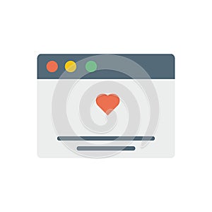 Browser, web site, heart, comment icon. Simple color vector elements of internet explorer icons for ui and ux, website or mobile